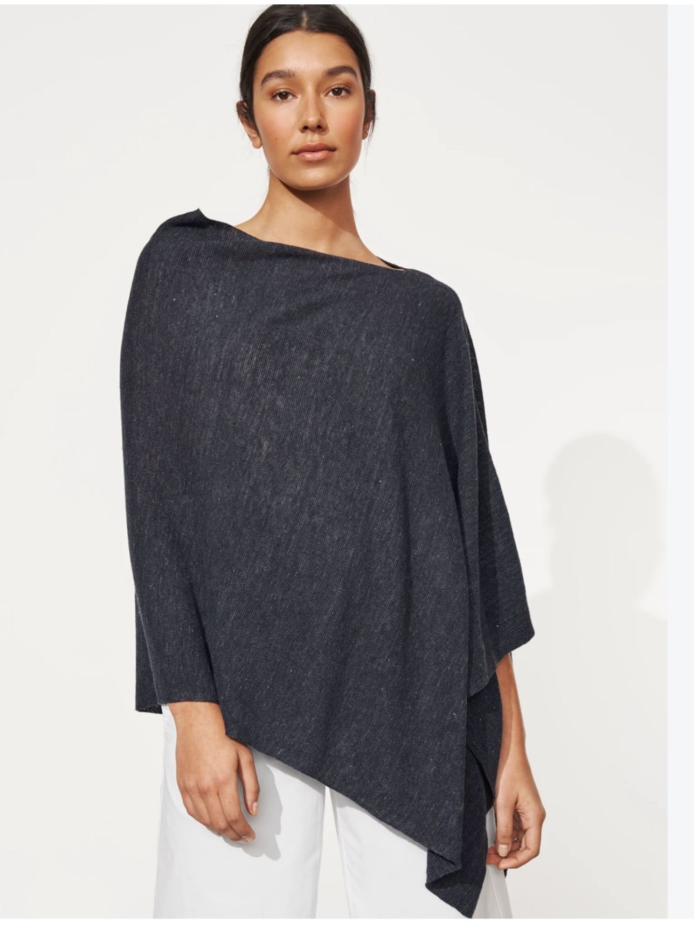 Eileen Fisher Organic Linen Melange Poncho Women’s One Size Gray